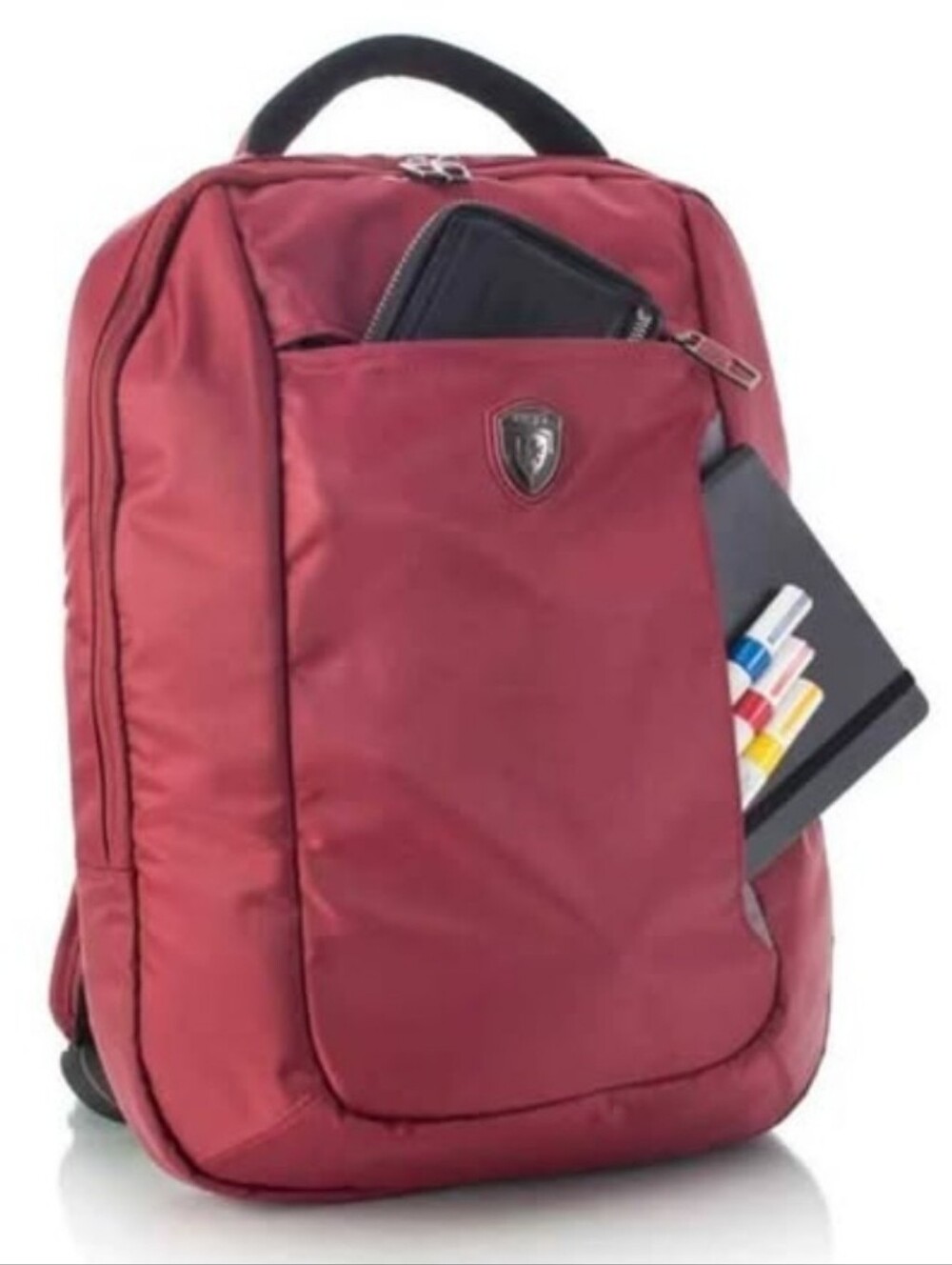 Slim Red Everyday Backpack with Front Pocket